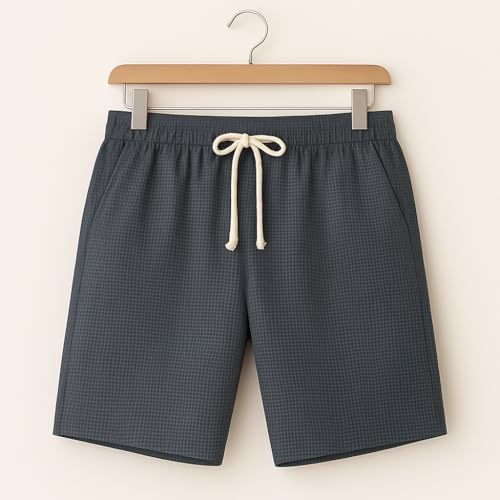 Image of Vogaan Men's Casual Slim Fit Shorts | Stylish Knee-Length Shorts with Elastic Waist | Summer Wear Short with Side Pockets for Gym Travel & Outdoor