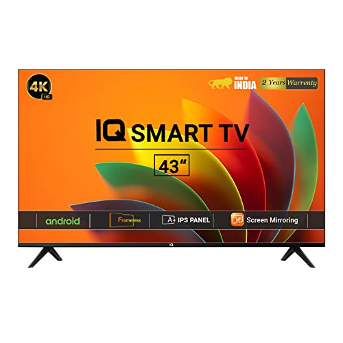 Image of IQ 110 cm (43 inches) Frameless Full HD 2GB | 16 GB IPS Panel Smart LED TV with SoundBar (Black) (2024 Model)