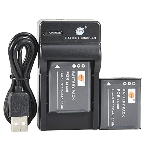 DSTE Li-50B Li-ION Batterie (2-Pack) et Chargeur USB Compatible pour Olympus Stylus 1010 1020 1030 9000 9010 SP-800UZ SP-810UZ SZ-10 SZ-11 SZ-12 SZ-15 SZ-20 SZ-30MR SP-720UZ