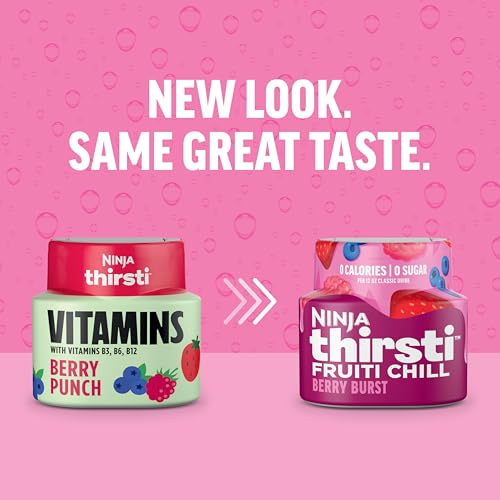 Image of Ninja Thirsti Flavored Water Drops, Berry Burst, Zero Calories | Zero Sugar, 12oz drinks, 3 Pack, Compatible with All Ninja Thirsti Drink Systems - WC1000, WC2000 & WC3000 Series, WCFBRPNAM