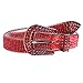 Kids Western Cowgirl Cowboy Rhinestone Strip Bling Leather Belt, Red | 28