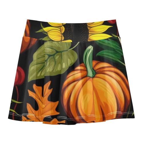 Girls Skorts Athletic Shorts Autumn Pumpkins Sunflowers Kids Tennis Skirts Cheer Girl Skort 3t2