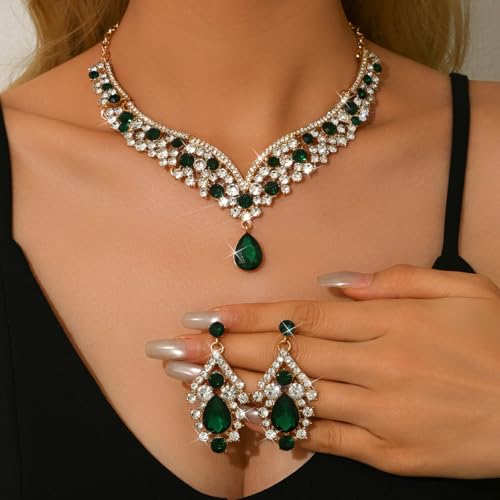 Image of Shning Diva Fashion Stylish Crystal Jewelllery Set for Women | Statement Necklace with Matching Teardrop Earrings | Luxury Elegant Wedding Party Choker Jewelry