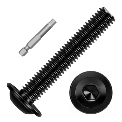 M6-1.0 x 45mm 15 PCS Flanged Button Head Socket Cap Bolts Screws, Stainless Steel 304, Allen Socket Drive, Screwdriver Bit Included, Black Finish, Fully Machine Thread