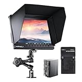 Contenu de la livraison : 1x moniteur, 1x câble mini HDMI, 1x pare-soleil, 1x support de sabot, 1x plaque de batterie F970, 1x verrou de prise HDMI, 1x batterie Li-Ion NP-F 960, 1x bras articulé Swivel Arm 18, 1x articulé protection anti-torsion des bras