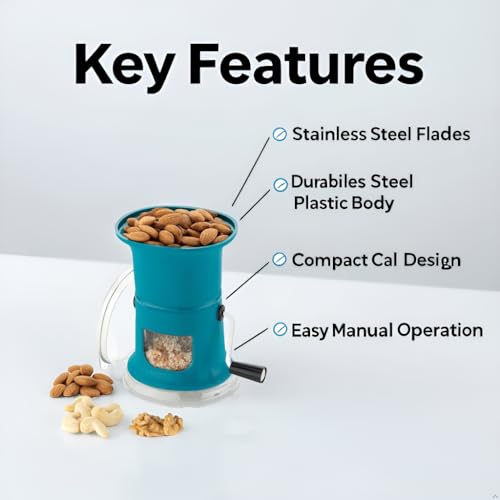 Image of Smart Chilly & Dry Fruit Cutter for Kitchen, Manual Oval Plastic Chopper with Stainless Steel Blades, Onion, Garlic, Vegetable, Mirchi & Peanut Cutting Machine (Blue)