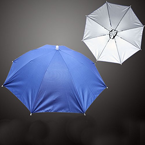 Accinouter Umbrella Hat, Folding Headwear 26" Hands Free Sunshade Double Layer Protection Parasol For Fishing Gardening Beach Camping Party (Royalblue, 14.2"X26"X26" (Open) 14.2"X 2" (Fold)) #TOP2