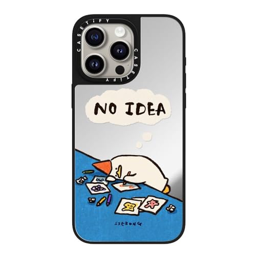 CASETiFY MagSafe �Ή��~���[ iPhone 15 Pro Max �P�[�X [���ː� / 1.5m����̗����������N���A / MagSafe �ɑΉ�] - No idea - �V���o�[ (�u���b�N�o���p�[)