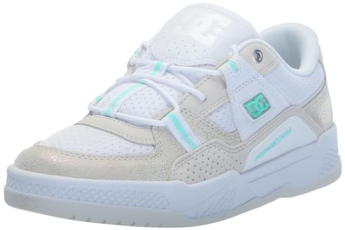 DC Women's Construct Skate Shoe, White/White/Monogram, 6.5