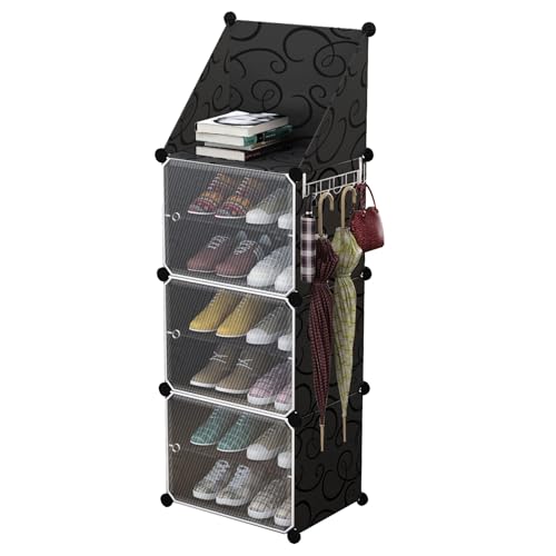 TNT THE NEXT TREND Detachable Flexi Shoe Rack for Home| Easy to Assemble, Space Saving, Stackable Cubes Design Shoe Cabinet (3 Door 6 Shelf, C - Flexi - Black), Alloy Steel, Cm (B0CYLY4J9M) Amazon Price History, Amazon Price Tracker