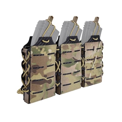 SINAIRSOFT Bolsa táctica Molle Mag de liberación rápida triple de 5.56 pulgadas para rifle M4/M14/AR-15 funda de revistas (multicamuflaje)