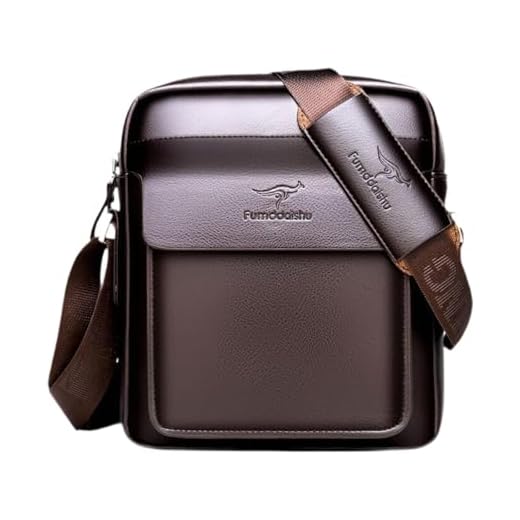 rockible Bolsa de ombro masculina com alça ajustável, bolsa tipo mochila para compras em festas de escritório, Marrom 26x23x7cm