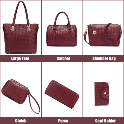 Image of OTMIPIML Purses and Handbags for Women Synthetic Leather Tote Crossbody Bags Satchel Purses Set 6pcs