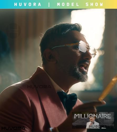 Image of Designer Hexagon Rimless UV Protection Sunglasses for Men Women Stylish - Spotted on YoYo Honey Singh - Anti Glare Retro Rectangle Gradient Leopard Shades Party Goggles