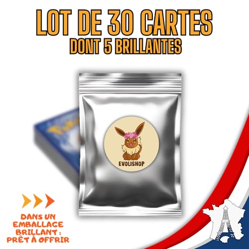 Lot de 30 Cartes Officielles Françaises et Neuves Dont 5 Cartes Brillantes - Cartes à Collectionner - Idéal pour Enfants et Adultes