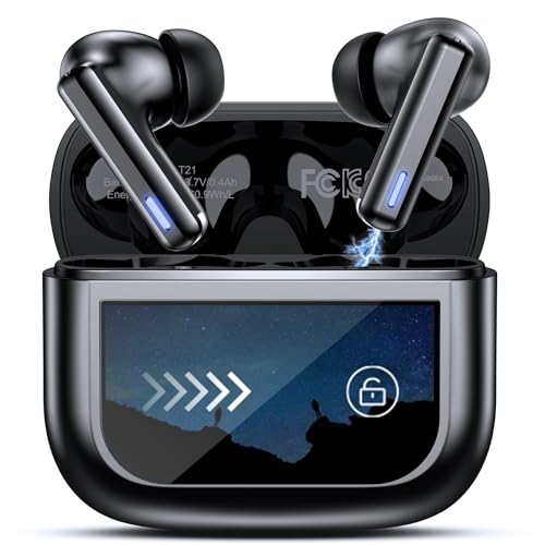 Wireless Earbuds Bluetooth Headphones, Ear Buds with Touch Screen, ANC ENC Noise Cancelling Transparency Mode, 40H Stereo Deep Bass, IPX7 Waterproof, Clear Calls, 5 EQ for iOS Android (Black)