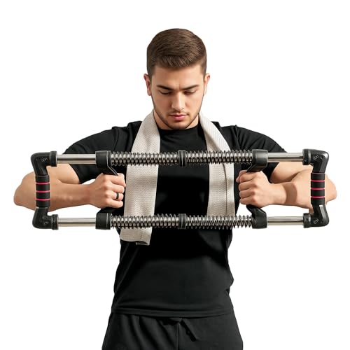 SPORTNOW Estensore per Pettorali a 4 Molle con Resistenza Regolabile 10-50 kg, Molla per Pettorali in Acciaio Inox per Petto Braccia, Spalle, Addominali, Schiena, 80x22x5 cm, Nero