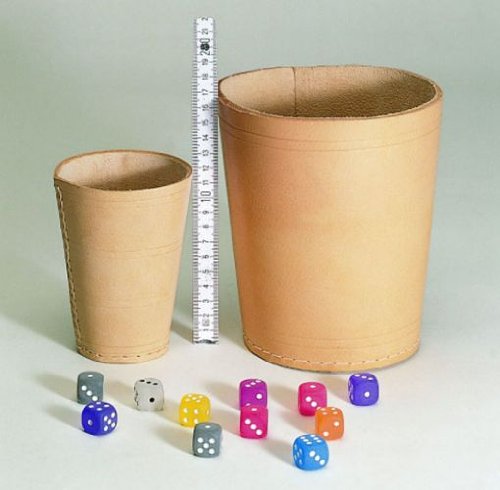 Preisvergleich Produktbild XL Würfelbecher aus Rindleder - 12 cm hoch