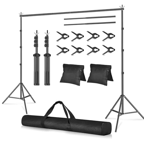 Support de toile de fond photographie réglable 3x3 m avec 8 pinces de studio photo