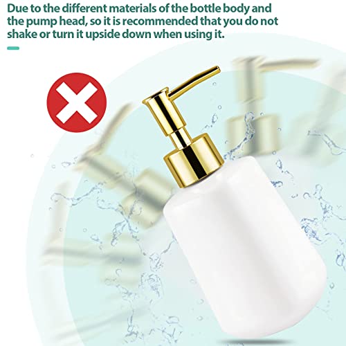 Image of 14OZ Dish Soap Dispenser, Hand Soap Dispenser Ceramic Bottle (Bright White) | Pump Dispenser Bottle, Refillable Liquid, Dish Soap, Hand Soap, Essential Oil & Lotion, Great for Kitchen & Bathroom