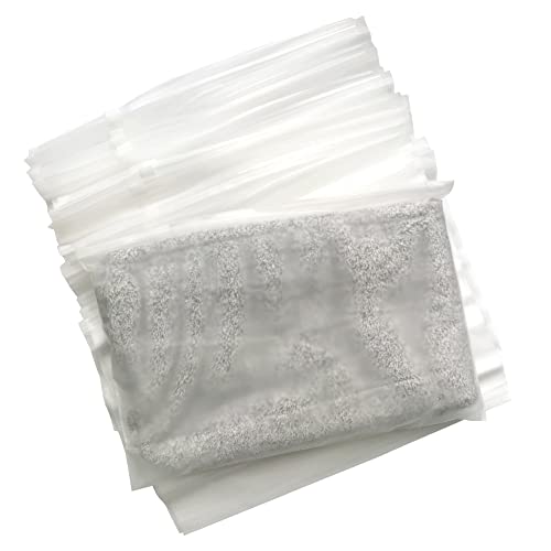 JSJSYO 50Pcs Clear and Frosted Bags Resealable Bags Waterproof Plastic Zipper Bags Clothing Packaging Bags Luggage Organiser Pouch Space Saver Storage for Clothes Trip 13"x9"