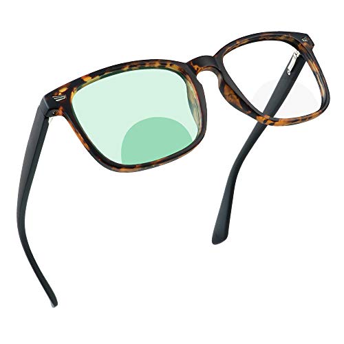 Image of YEIN Bifocal Reading Glasses with Blue Light Blocking Lenses, Bifocal Reader for Women and Men, Vintage Square frame with Spring Hinge (+0.75 /+3.50 magnification)