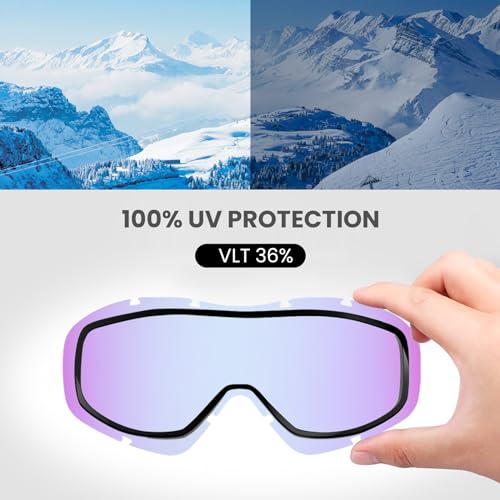 Image of OutdoorMaster OTG Ski Goggles - Over Glasses Ski /Snowboard Goggles for Men, Women & Youth - 100% UV Protection (Black Frame + VLT 36% Rose Lens)