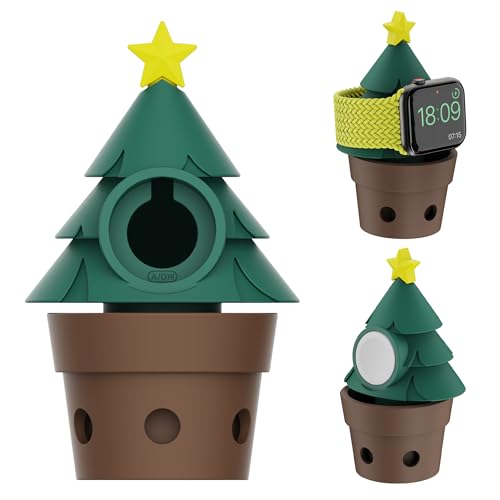 Christmas tree Cute for Apple Watch Charger Stand Compatible with Apple Watch Series Ultra 2, 9-1( 49mm /45mm /44mm /42mm/41mm/40mm/38mm) iWatch Charger Soft Silicone,Nightstand Mode,Home/Office
