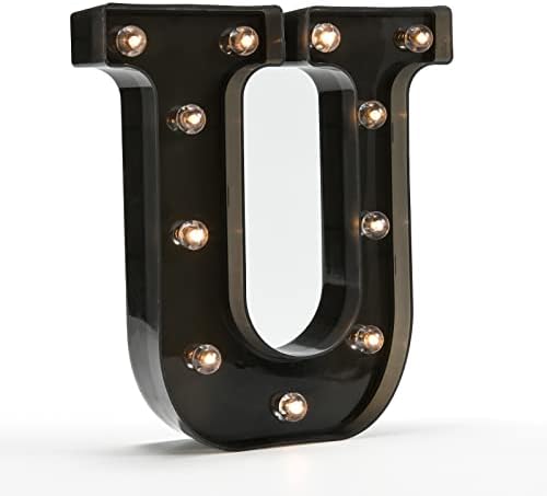 Light Up Black Alphabet Marquee Letters LED Lights Sign for Night Light Home Bar Christmas Lamp Birthday Party Wedding Decoration J