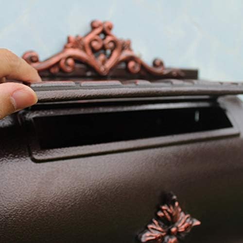 HBJWOV European Garden Home Cast Aluminum Crafts Wall-Mounted Letter Box Mailbox Iron Villa Decoration