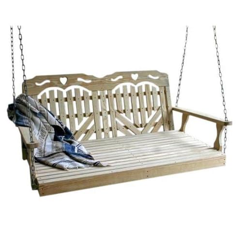 60 in. Treated Pine Heartback with Hearts Swingbed
