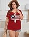 shermie Women's Short Sleeve Scoop Neck Crochet Top Plus Size American Flag Swimsuit Cover Up (Red,3X-Large)