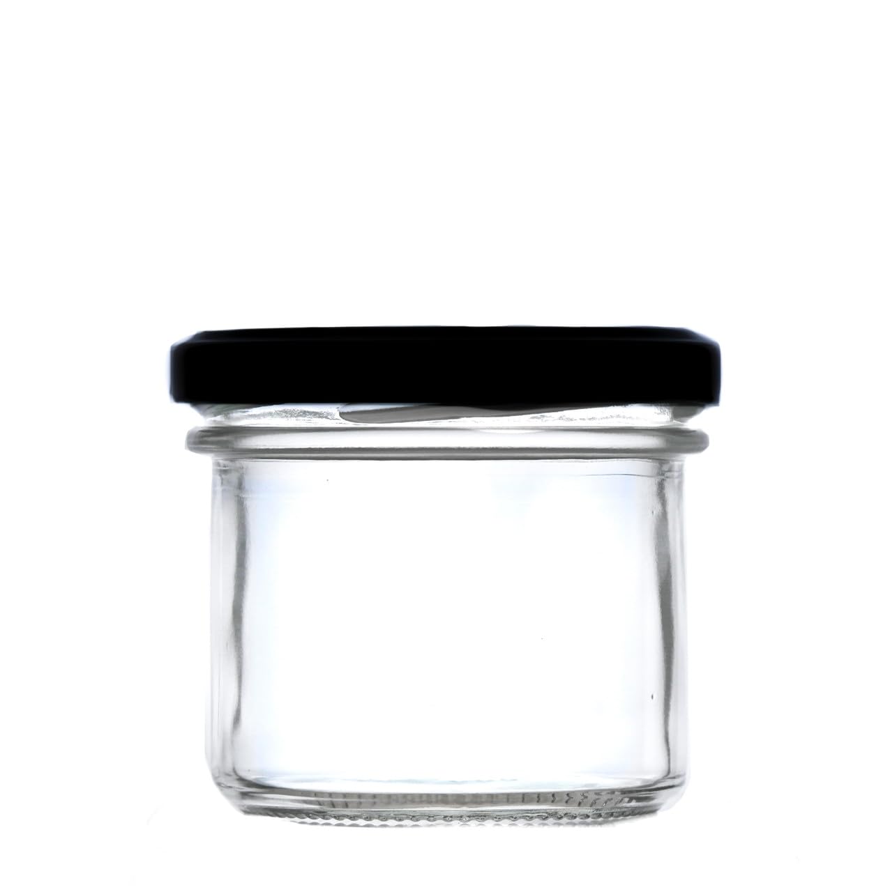 Wares of Knutsford Bonta Glass Jam Jar 125ml Pack 192 Black Lid Preserving Pickling Homemade Sweets Chutney Marmalade