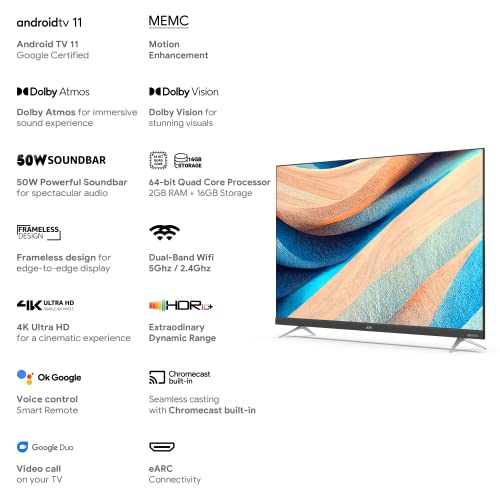 Image of Acer 164 cm (65 inches) S Series 4K Ultra HD Android Smart LED TV AR65AR2851UDSB (Black)