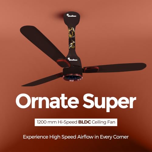 Image of Khaitan Ornate Super - 1200mm BLDC Ceiling Fan with Remote | 5 Star Rated | Durable & Long-lasting | Energy Saving | 3-Years Warranty | Pack of 1 | Smoke Brown