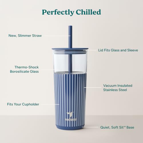 Image of REDUCE Aspen - 20oz Vacuum Insulated Glass Tumbler - Extra Wide Straw & Lid