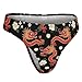 XUTSAKDCJ Comfortable Japanese Chinese Dragon Flower Black Floral Seamless Thongs for Women, No Show Thong Workout Yoga Gym Underwear Fashion G-string