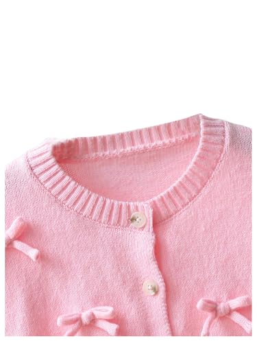 WDIRARA Girl's Cute Bow Cardigan Sweaters Button Up Ruffle Long Sleeve Knit Outerwear4