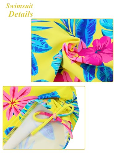 Image of BAOHULU Girls Two Piece Swimsuits Rash Guard Ruffle Bikini Skirt Short Sleeves Beach Dress Swimwear UPF 50+ 3-12Y