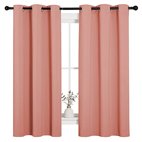 Image of NICETOWN Grommet Blackout Curtains Room Darkening Draperies /Panels, Light Blocking Curtains for Bedroom Nursery Kitchen (Coral, 2 Panels, W42 x L63 inches)
