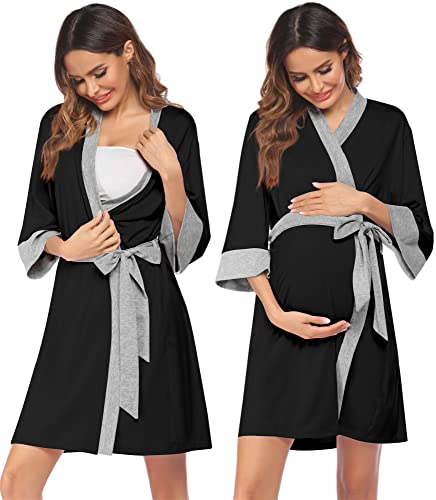 Image of Ekouaer Maternity Nursing Robe Delivery Nightgowns Hospital Breastfeeding Gown