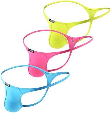 YuKaiChen Men's Ice Silk Thongs Underwear Tagless Lingerie Bikini Underwear Low-Rise Backless T-Back 3-Pack US L/Tag XL