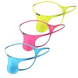 YuKaiChen Men's Ice Silk Thongs Underwear Tagless Lingerie Bikini Underwear Low-Rise Backless T-Back