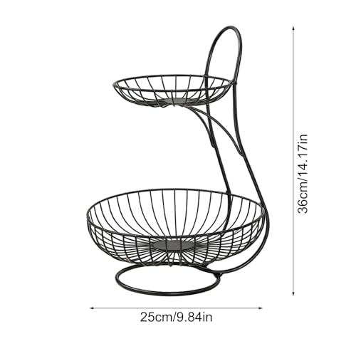 Cesta frutera de metal de dos pisos para almacenar frutas y caramelos en casa 6