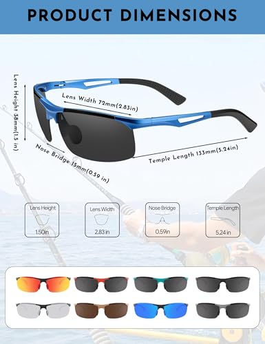 Image of BIRCEN Polarized Anti-Glare Sunglasses for Men: Lightweight Metal Wrap around Sun Glasses UV Protection for Driving Fishing