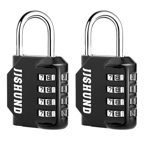 2 Pcs Cadenas Code 4 Chiffres, Alliage de Zinc Cadenas à Code Étanche, Antirouille Cadenas Casier Code pour Placard Gym Garage Boîte à Outils (Noir)