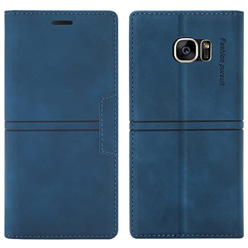 OKZone Funda para Samsung Galaxy S7 Edge, Funda Libro Samsung S7 Edge, Funda Móvil Samsung S7 Edge Magnético Carcasa Libro con Tapa de Cuero Piel para Samsung S7 Edge Funda con Tapa (Azul)