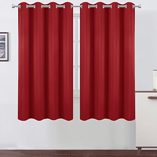 Image of LEMOMO Bright Red Blackout Curtains 52 x 63 Inch Length /Set of 2 Curtain Panels /Thermal Insulated Room Darkening Blackout Curtains for Bedroom
