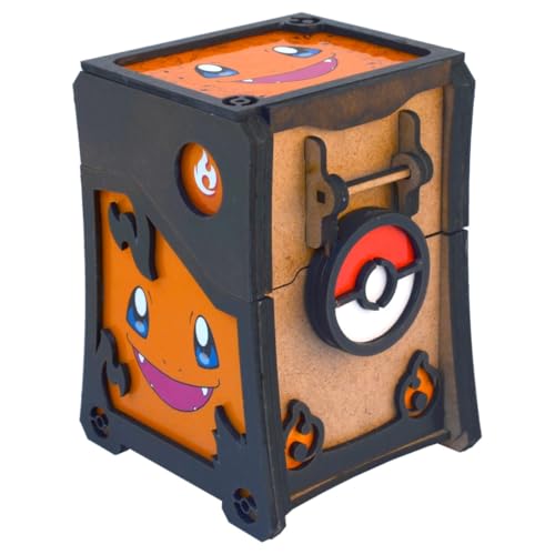 Porta Cartas TCG Card Game em Madeira - Monstrinhos de Fogo