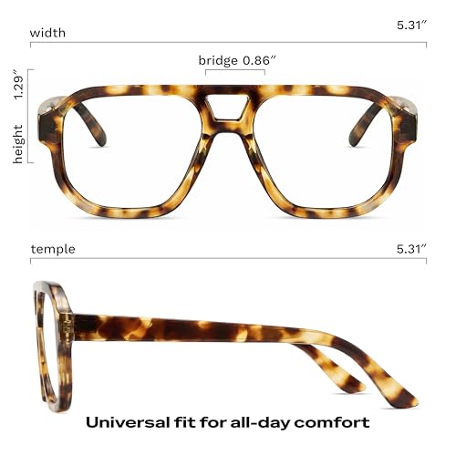 Image of livho Retro Aviator Blue Light Blocking Glasses for Women Men with Soft Case, Trendy Rectangle Computer Eyeglasses